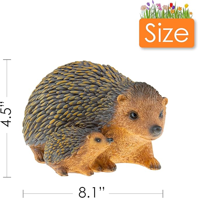 CLEVER GARDEN Cute Resin Garden Statue Decoration, Outdoor Lawn Yard Polyresin Animal Figurine Sculpture Ornament Décor, Hedgehog Family