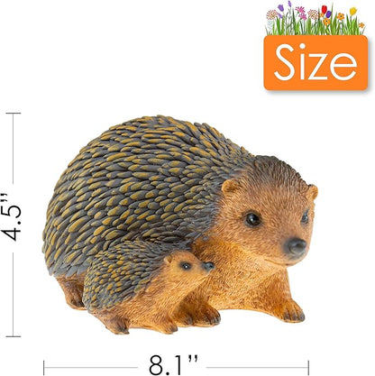 CLEVER GARDEN Cute Resin Garden Statue Decoration, Outdoor Lawn Yard Polyresin Animal Figurine Sculpture Ornament Décor, Hedgehog Family