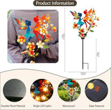 Solar Fairy Garden Stakes - Metal Whimsical Yard Art Decor, Warm LED Lights Waterproof Outdoor Decorative Stakes for Path Patio, Perfect Fairy Gift for Women/Mom(Twin Fairies)