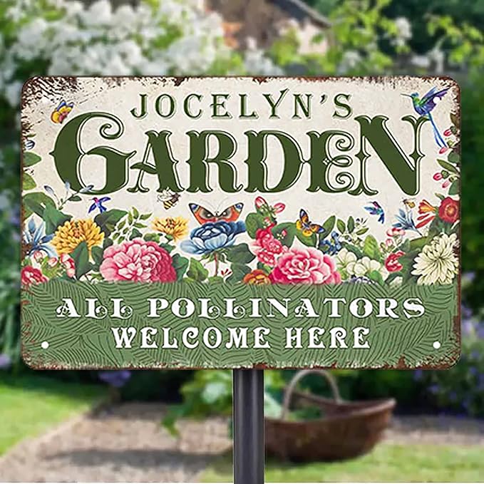 Personalized Metal Signs with Name Made in USA Custom Vintage Garden Sign Waterproof Vintage Decorative Metal Print for Wall Decor Customized Home Garden Ideas Gifts Artwork Prints for Yard Ourdoor