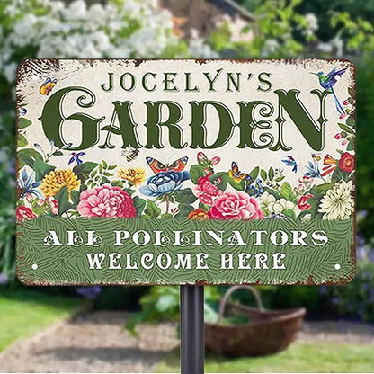 Personalized Metal Signs with Name Made in USA Custom Vintage Garden Sign Waterproof Vintage Decorative Metal Print for Wall Decor Customized Home Garden Ideas Gifts Artwork Prints for Yard Ourdoor