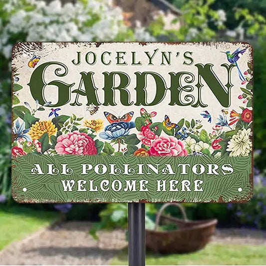 Personalized Metal Signs with Name Made in USA Custom Vintage Garden Sign Waterproof Vintage Decorative Metal Print for Wall Decor Customized Home Garden Ideas Gifts Artwork Prints for Yard Ourdoor