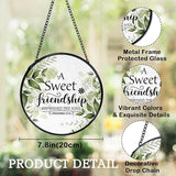 Friendship Gifts, Christian Suncatchers Stained Glass Window Hanging, Friendship Gifts for Women, a Sweet Friendship Refreshes Sun Catchers Indoor Window Glass Round Wall Decor, 7.9x7.9in
