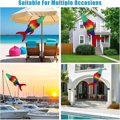 NOVWANG Rainbow Fish Windsock, 40Inch Rainbow Carp Windsock Wind Streamer Wind Sock Outdoor Hanging Decoration for Yard Garden Patio Boat Home Decoration