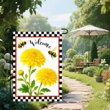 IVN Welcome Garden Flag 12x18 Inch Double Sided Spring Summer Garden Yard Flags Yellow Chrysanthemum Flowers Bees Decorative Small Flags for Outdoor Seasonal Front Door Lawn Porch Patio Decor Yard Flag