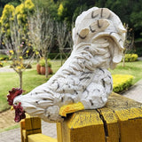 Garden Statues Cock Art Decoration Rooster Figurine Waterproof Chicken Sculpture Ornaments for Garden Yard Pathway Fence Porch Lawn (White)