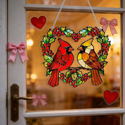 Stained Glass Suncatchers for Windows, Hanging Sun Catchers Indoor Window, Cardinal Gifts for Nature and Bird Lovers