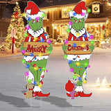 2 Pcs Large Christmas Outdoor Decorations with Metal Stakes Merry Christmas Yard Signs for Lawn, Garden Yard Decor