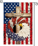 AVOIN colorlife Patriotic Stars and Stripes Eagle Wreath Garden Flag 12x18 Inch Double Sided Outside, USA 4th of July Memorial Day Independence Day Watercolor Yard Outdoor Decoration