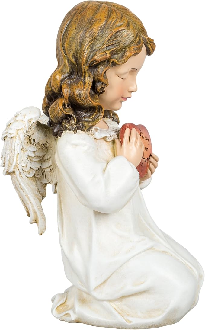 Joseph's Studio by Roman, 11.75" H Memorial Angel Holding a Heart Garden Statue, Outdoor Décor