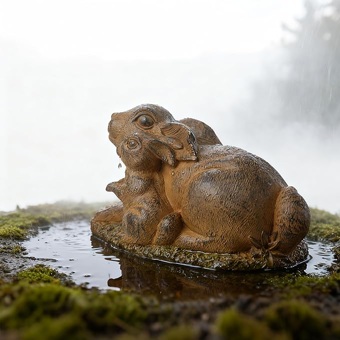 Rabbit Garden Outdoor Statue Resin Easter Bunny Statues for Home, Living Room Decoration, Garden Decor,Brown