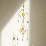 Citrine Crystal Suncatchers Boho Decor, Valentine's Day Gift for Her, Light Catcher Stone, Glass Rainbow Maker, Crystal Window Hanging, Natural Gemstone (Citrine)