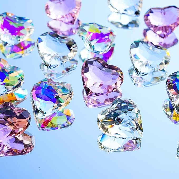 H&D HYALINE & DORA 50mm Clear Crystal Heart Suncatcher Set of 3 Suncatcher for Window Crystal Heart Sun Catcher Hanging Ornament Rainbow Maker Gifts for Mom, Grandma, Friends