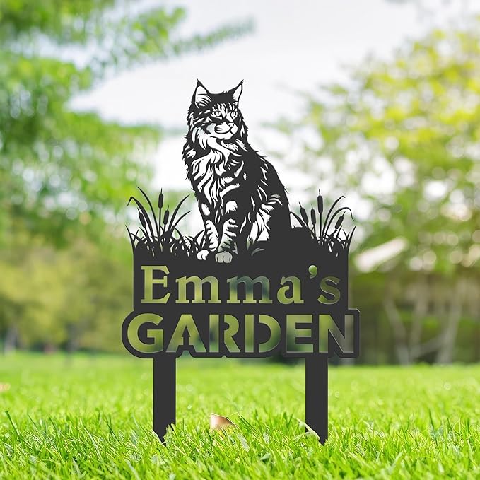 Personalized Cute Cat Kitten Metal Garden Sign,Custom Yard Sign With Stake,Outdoor Garden Décor,Pet Cat Lawn Garden Decorated Statue,Cat Sympathy Yard Metal Sign,Cat Lover Gifts Kailyard Plaque.