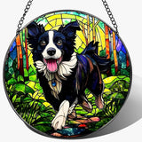 8″ Stained Glass Window Hanging Ornament, Border Collie Stained Glass Suncatcher Ornament, Sun-Catcher Window Decor | Gifts for Dog Lovers, Dog Lover Gift, Pet Lover Gift