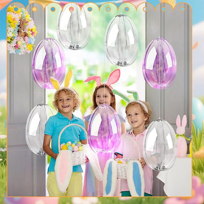 6 Pcs Inflatable Easter Eggs 16 Inch Light up Clear Inflatable Hanging Eggs Decoration for Lawn Indoor Outdoor Yard Easter Party Accessories