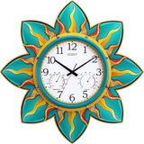 OCEST 24 Inch Outdoor Clock, Waterproof with Thermometer and Hygrometer Combo, Silent No-Ticking Outdoor Wall Clocks, Quartz Clock for Patio Garden Flame Petal