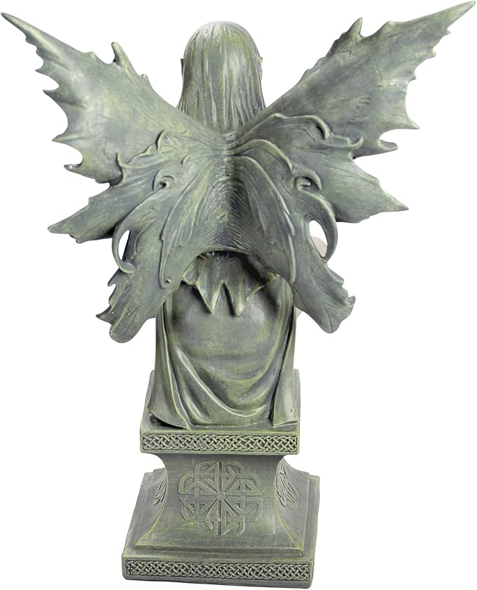Design Toscano Celtic Fairy's Perilous Perch Outdoor Garden Statue, Large, 19 Inch, Polyresin, Two Tone Stone