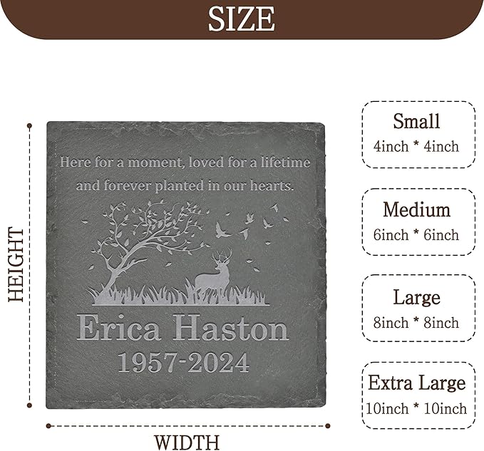 Personalized Memorial Stone Memorial Garden Stone - Sympathy Gifts for Loss of Dad, Mom or Loved One - Bereavement, Remembrance and Condolence Gift - Forever Planted in Our Hearts Square