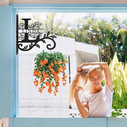 Personalized Metal Plant Hanger Outdoor and Indoor Decor, Custom Hanging Plants Bracket, Plant Hooks for Bird Feeder, Wind Chime, Flower Baskets, Hanging Plant Hooks (Last Name)