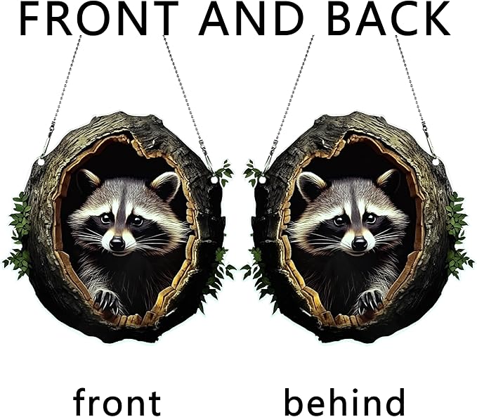 Little Raccoon Ornaments Colorful Window Hanging Decorations Home Wall Decor for Bedroom Patio Indoor Outdoor