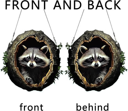 Little Raccoon Ornaments Colorful Window Hanging Decorations Home Wall Decor for Bedroom Patio Indoor Outdoor