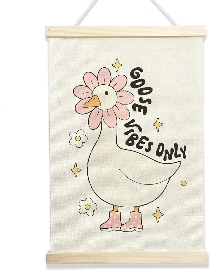 NQDWX Trendy Goose Vibes Only Hanging Flag - Whimsical Animal Wall Decor for Kids Room, 12x17 Inch Playful Nursery Banner, Unique Gift for Teens & Goose Lovers. (148)