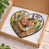 Personalized Grandma Photo Stained Glass Sun Catcher, Customized Family Suncatcher Window Hanging Ornament, Custom Picture Mother's Day Mom Mother in Law, Garden Birthday