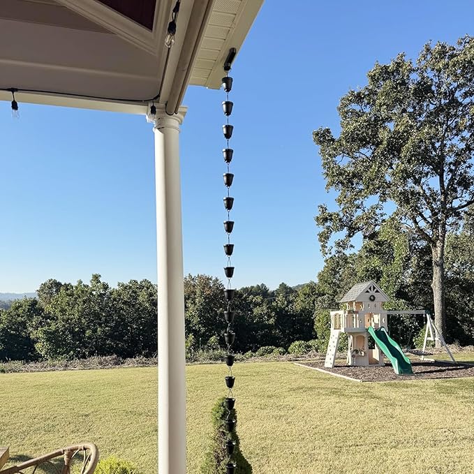 Black Metal Rain Chain Gutter Adapter for Gutter Downspout Connect Rain Chain Installation