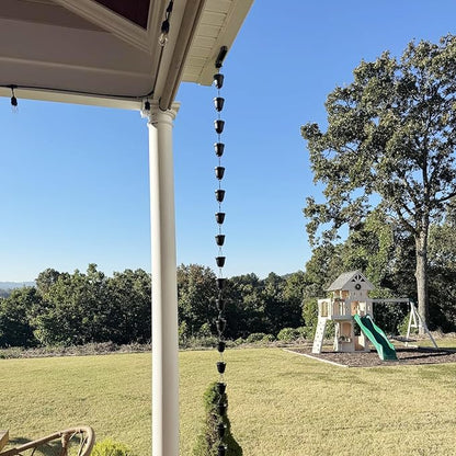 Black Metal Rain Chain Gutter Adapter for Gutter Downspout Connect Rain Chain Installation
