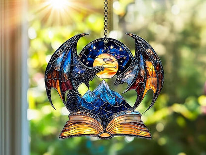 Fantasy Book Lover Acrylic Suncatcher Window Hanging Mini Bookshelf Decor Reader Gift Fantasy Decor