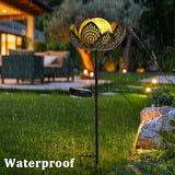 Bshine Lotus Solar Light Outdoor, Waterproof Crack Glass Globes LED Lotus Flower Metal Stake Valentine's Day Outdoor Decor Yard, Courtyard, Path, Art Lawn Ornaments, Gift for Mom Housewarming, Yellow