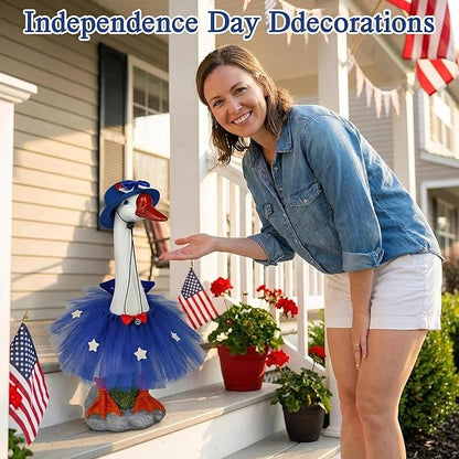 Large Porch Goose with Independence Day Outfits Decor - 20" Lifelike Porch Goose Statue Set,Indoor or Outdoor Decorative Figurine for Garden,Patio,Lawn,Entryway Accent,4th of july,Gifts for Women