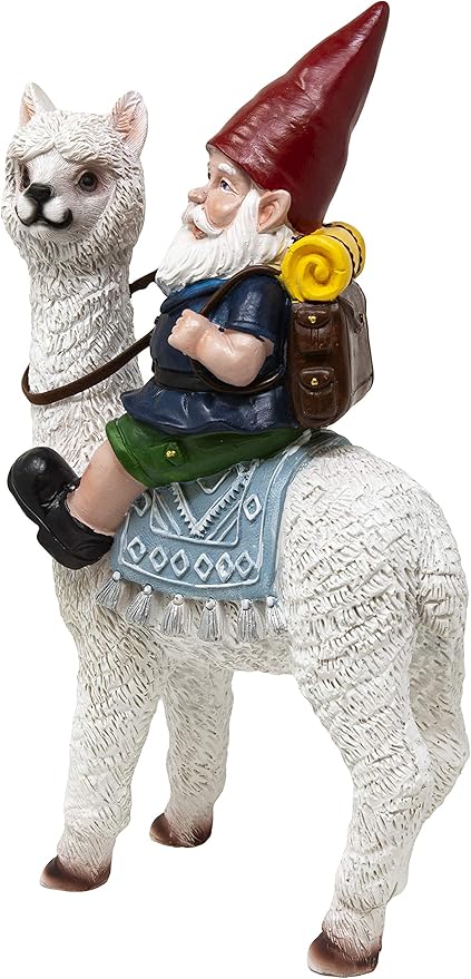Funny Guy Mugs Gnome and a Llama Statue- Indoor/Outdoor Garden Gnome Sculpture for Patio, Yard or Lawn