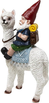 Funny Guy Mugs Gnome and a Llama Statue- Indoor/Outdoor Garden Gnome Sculpture for Patio, Yard or Lawn