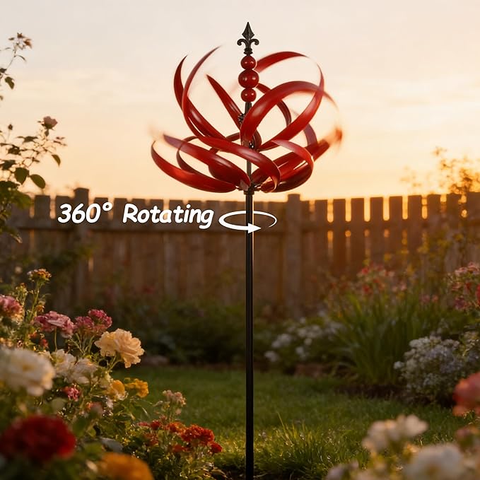 Wind Spinner for Yard and Garden 360° Rotating Metal Wind Sculpture Outdoor Kinetic Wind Spinners Stake Height Adjustable Metal Garden Ornament for Patio Lawn Backyard Decorative
