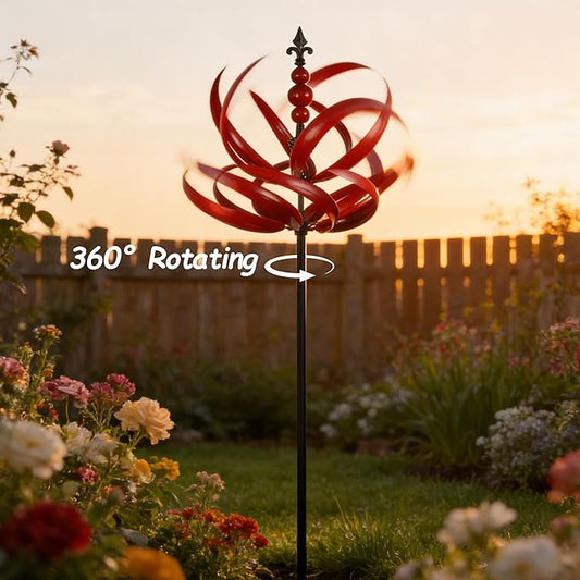 Wind Spinner for Yard and Garden 360° Rotating Metal Wind Sculpture Outdoor Kinetic Wind Spinners Stake Height Adjustable Metal Garden Ornament for Patio Lawn Backyard Decorative