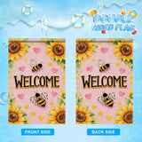 IVN Spring Summer Garden Flag 12x18 Inch – Welcome Sunflower Bee Outdoor Flag, Double Sided Burlap Farmhouse Yard Flag for Porch Lawn Patio Seasonal Home Decor