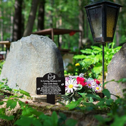 Roowest Cemetery Grave Decorations Acrylic Memorial Stakes Grave Stake Markers Sympathy Garden Plaque Waterproof Remembrance Sympathy Gift for Cemetery Graveside Outdoors Yard(Baby)