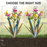 TOMBABY Garden Outdoor Butterfly Enlarge Thickened Wind Resistant Metal Agave Garden Art Metal Plant Country Sculpture Statue Decorations Ornaments Artificial Waterproof Butterflies(Blue 2pcs)
