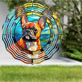 French Bulldog Wind Spinner Pet Dog Memorial Gifts, Vibrant 3D Kinetic Metal Hanging Outdoor Garden Decor, Frenchie Gifts for Dog Lovers, 8" Wind Sculptures for Patio, Porch, Yard Art (Frenchie 5)
