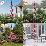 Red Candy Wind Spinner Mother's Day Outdoor Decorations,52 Inch Metal Wind Spinner Outdoor Decoration for Yard Art and Garden Lawn Ornaments，Outdoor Mother's Day Decorations Yard and Lawn Ornaments