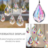 kanpura 6 Pcs Crystal Sun Catcher Prisms AB Colored Hanging Suncatchers with Glass Prism Rainbow Maker for Room, Garden Fantasy Aesthetic Home Decor