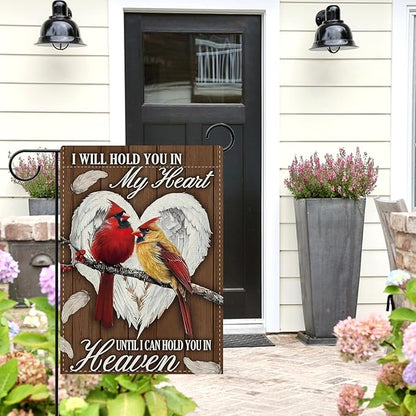 Dyrenson Christian Memorial Cardinal Decorative Garden Flag, Religious Red Birds Angel Wings Heart Cemetery Yard Outside Home Decoration, Farmhouse Burlap Outdoor Small Decor Double Sided 12 x 18