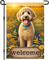 BlissYard Welcome Garden Flag for Outside Spring Summer Flower Garden Flag 12x18 Inch Double Sided Burlap Outside Seasonal Floral Dog Sign Yard Farmhouse Outdoor Decor