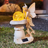 COWOS Solar-Powered Garden Fairy Statue, Handcrafted Resin Statue for Outdoor Patio, Lawn, and Garden Decor, Memorial Gift, Yard Art, Sympathy Gift