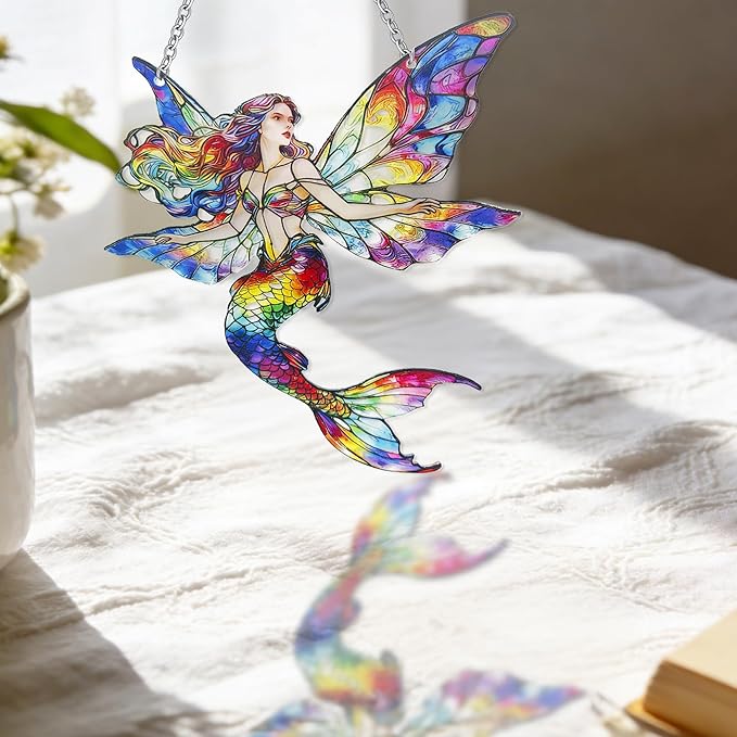 Fairy Suncatcher, Stained Glass Fairy Suncatcher Window Hanging, Suncatchers for Sister/Friend