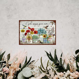 Flowers Metal Poster, Country Rustic Tin Sign, Birds God Says You are, Yard Garage Farm Outside Garden Wall Decor Plaque Outdoor for Home Fence 8 X 12 Inch