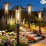 Ahaorigin 6 Pack Solar Pathway Lights Outdoor, Upgraded Bright Solar Powered Garden Light Outside, Waterproof Outdoor Lighting for Landscape Lawn Patio Yard Path Driveway Walkway Decor, Warm White