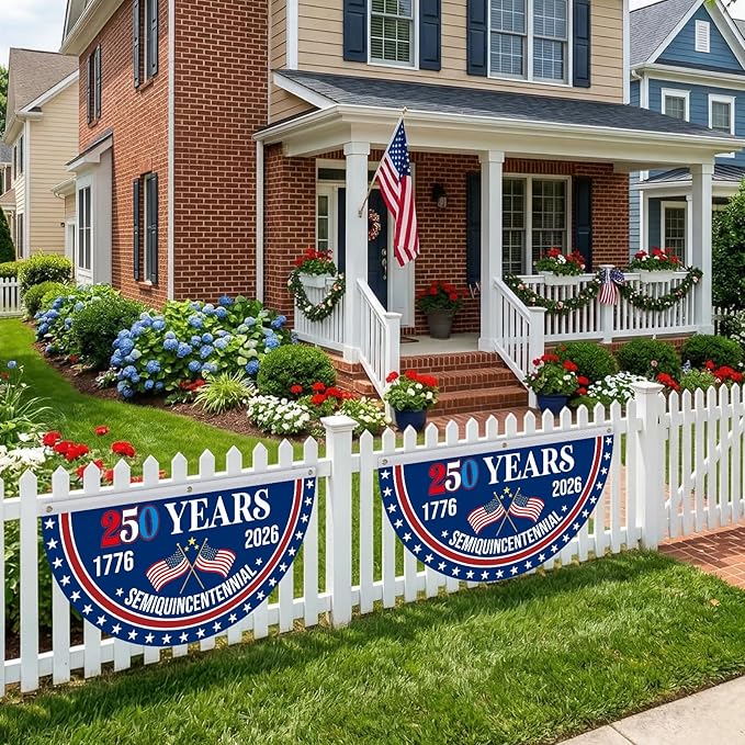 4th of July Patriotic Bunting - American Flag Bunting 2 X 4 Ft, 250 Years American Flag, 4th of July Party Decorations, 1776-2026 250 Year American Anniversary Flag Indoor Outdoor Hanging Decor-2PCS